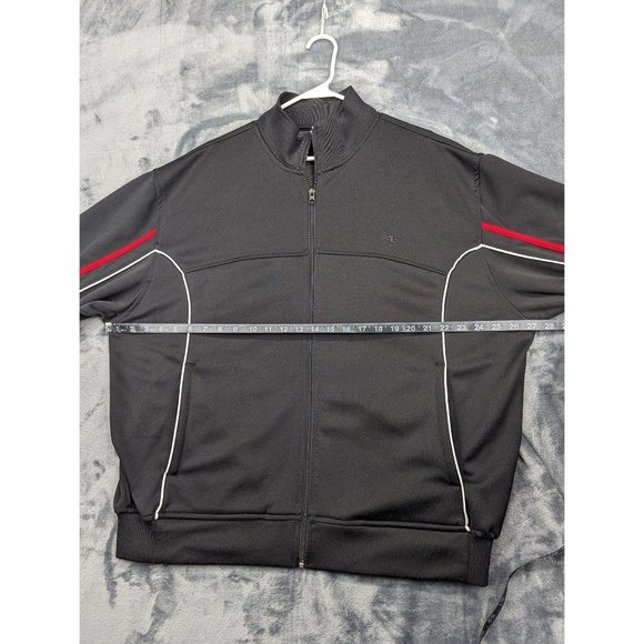 Y2K Athletic Works Track Jacket Mens L Full Zip Collared Baggy Relaxed 90s Black - Picture 11 of 13